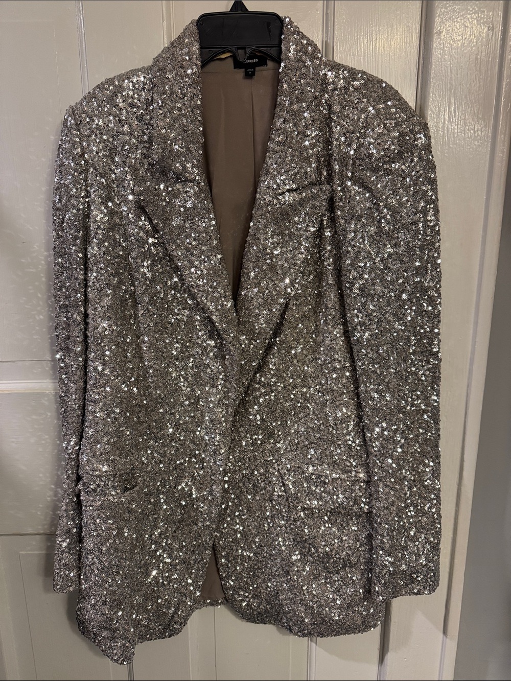 Express Silver Sequin Blazer Jacket